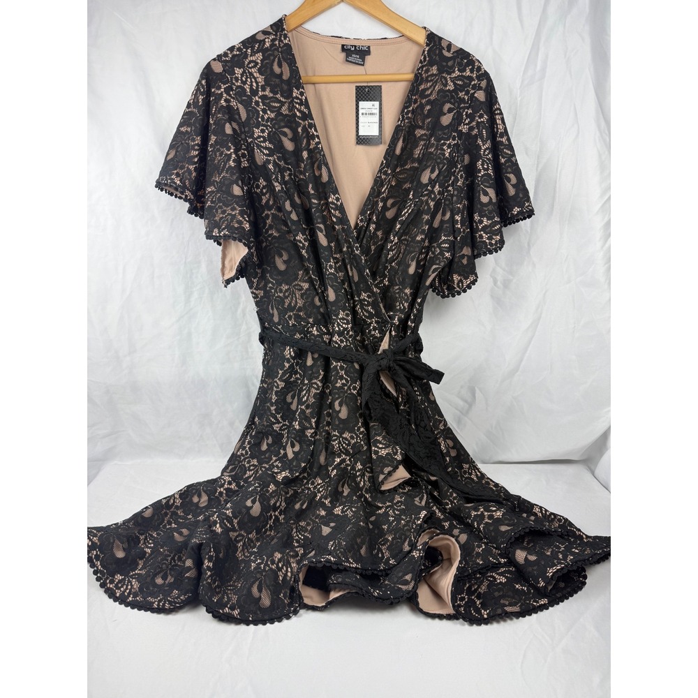 City Chic Black Nude Lace Dress NWT Plus Size XS/14 Formal